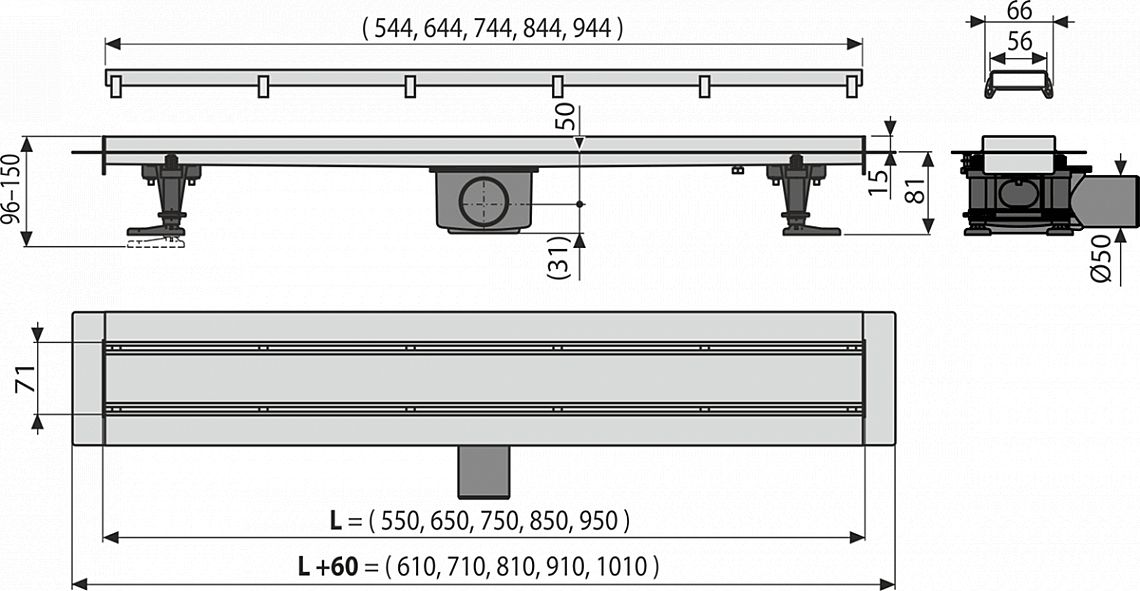 Alcadrain APZ13 750 DOUBLE9 žlab