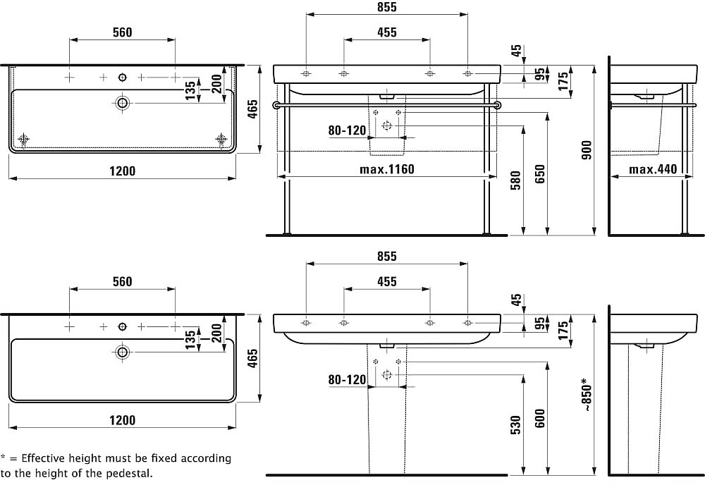 LAUFEN PRO S H8149650001081 dvojumyvadlo 120x46,5cm, bílá