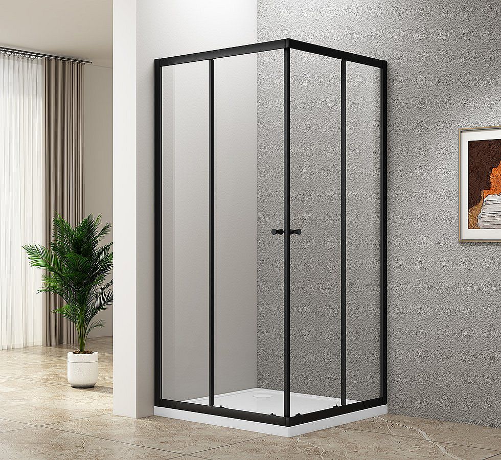 SAPHO AGGA BLACK čtvercová sprchová zástěna 900x900mm, čiré sklo,  BLF909