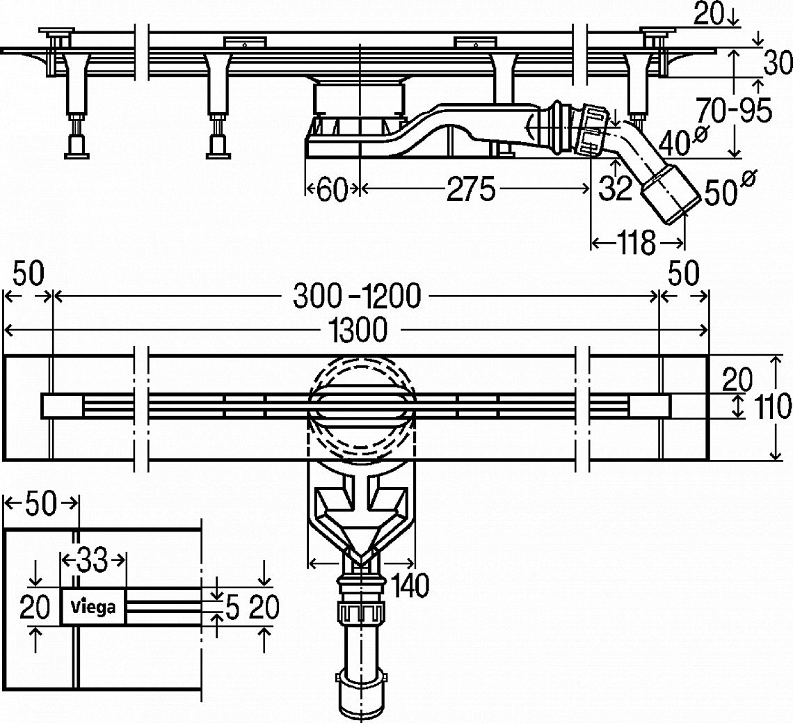 Viega Advantix Vario 721671 sprchový žlábek 300-1200mm - snížený