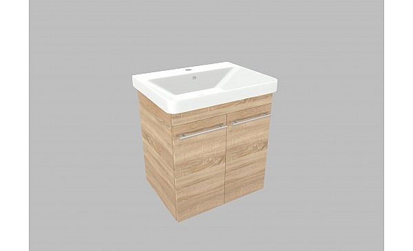 Willy nábytek Plus KR WPLXK60.22.22 koupelnová skříňka s keramickým umyvadlem, barva dub sonoma