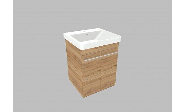 Willy nábytek Plus KR WPLXKT55.17.17 koupelnová skříňka s keramickým umyvadlem, barva ořech/pacifik
