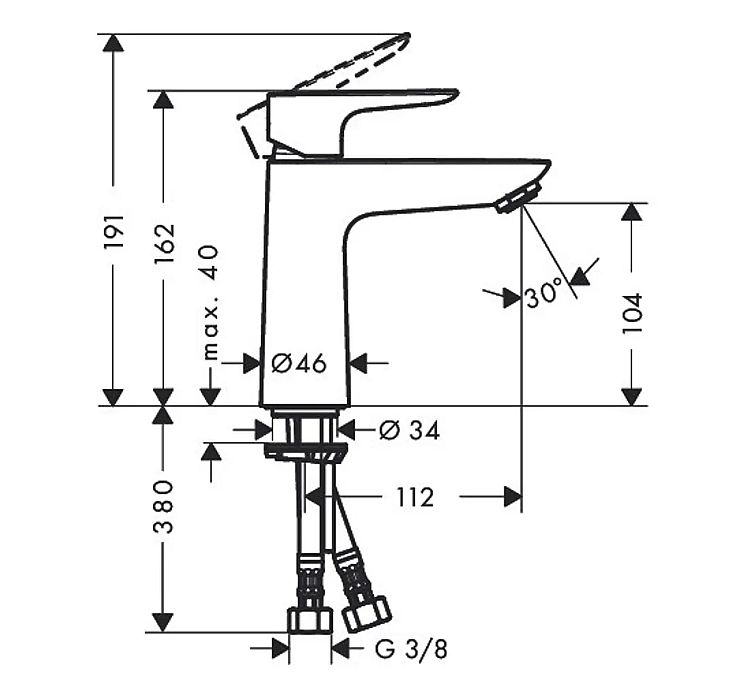 Hansgrohe Talis E 71712000 baterie umyvadlová stojánková bez výpustě