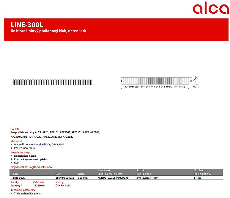 Alcadrain APZ4 1050 podlahový žlab