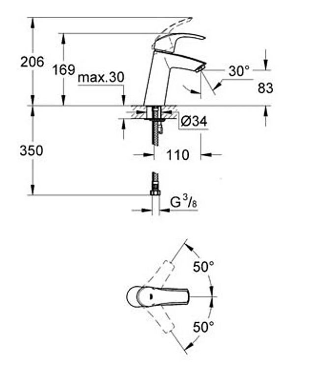 Grohe Eurosmart 23324001 páková umyvadlová baterie - chrom