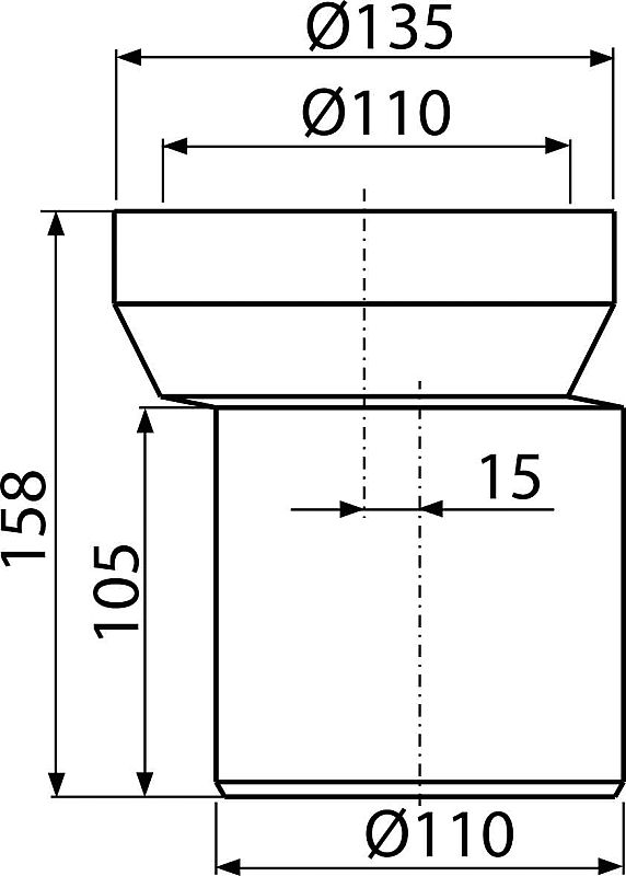 Alcadrain A92 dopojení k WC – nátrubek excentrický 158 mm