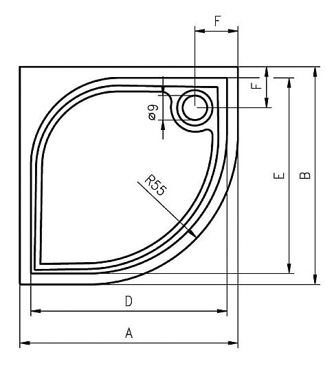 Riho Kolping sprchová vanička 90 čtvrtkruh DB14 D004002005