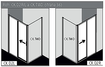 KERMI-Cada XS CKD2R12020VPK 2-dílné posuvné dveře s pevným polem 120cm