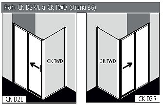 KERMI-Cada XS CKD2L12020VPK 2-dílné posuvné dveře s pevným polem 120cm