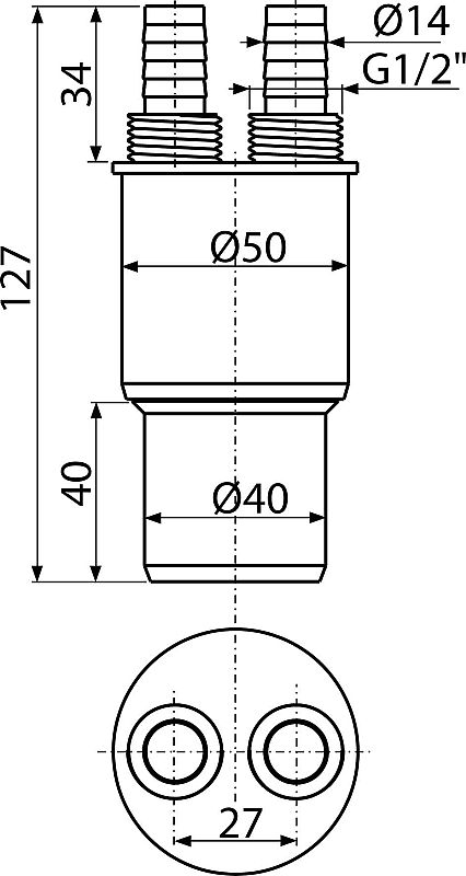 Alcadrain AKS6 redukce HT 40/50 x G1/2