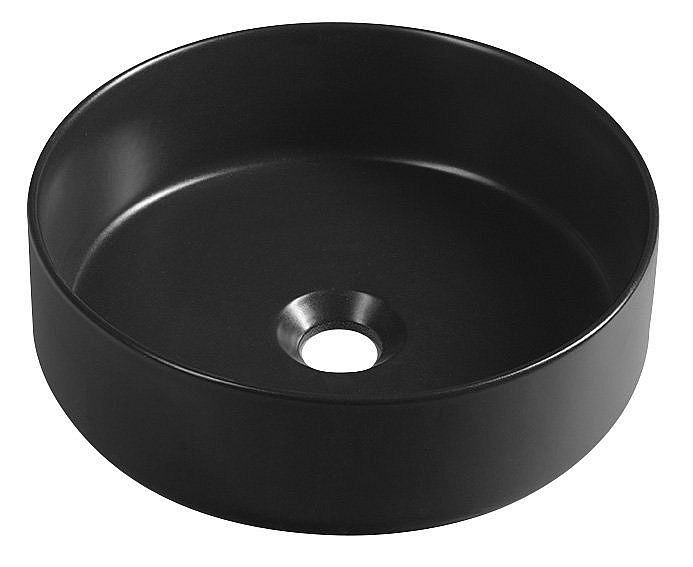 SAPHO ISVEA INFINITY ROUND keramické umyvadlo na desku, průměr 36cm, černá mat,  10NF65036B