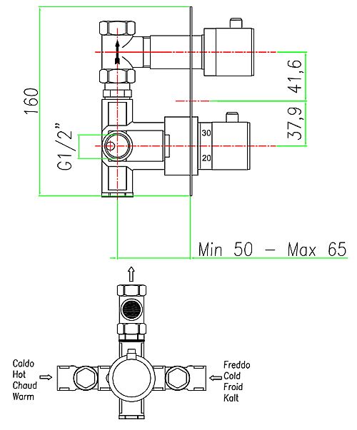 FIORE X-TERMO 31CR0990 sprchová podomítková baterie