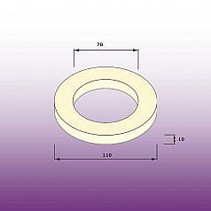Těsnění G4/105I těsnění mezi kombi nádrž a mísu, k závěs. pisoárům a umývadlům - pěnový, Teplice, 110x70x10 starší typ