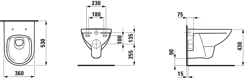 LAUFEN PRO H8209604000001 wc závěsné,splachování hluboké, Rimless - bez oplachovacího kruhu, LCC