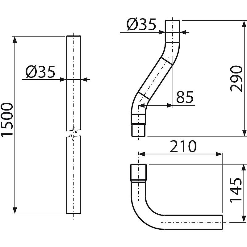 Alcadrain A950 trubice splachovací komplet DN35