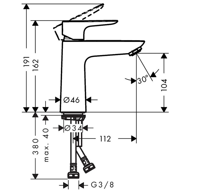 Hansgrohe Talis E 71711000 umyvadlová baterie s výpustí