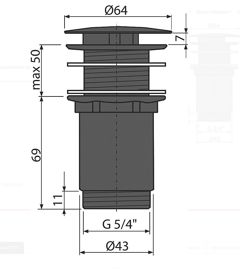 Alcadrain A396BLACK výpust umyvadlová 5/4