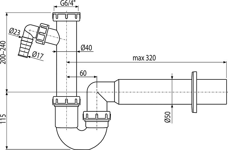 Alcadrain A81-DN50 sifon