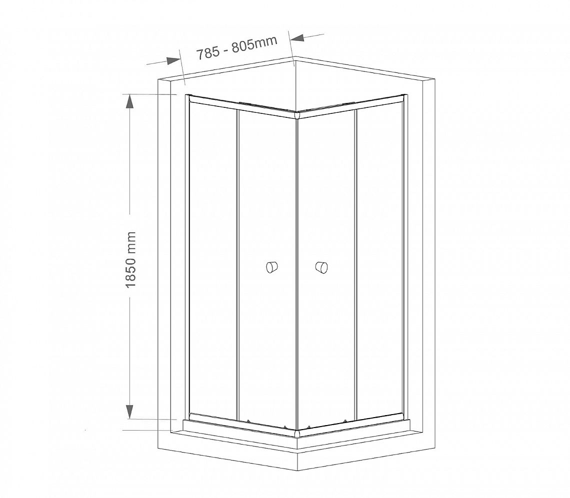 SAPHO AQUALINE HLF808Y AGGA čtvercová sprchová zástěna 800x800mm, čiré sklo