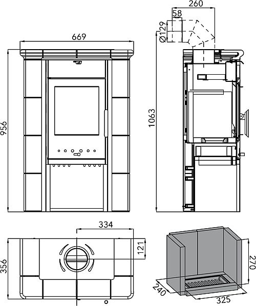 HAAS + SOHN Čičmany 0434325010000 krbová kamna černá, slonová kost, hnědá