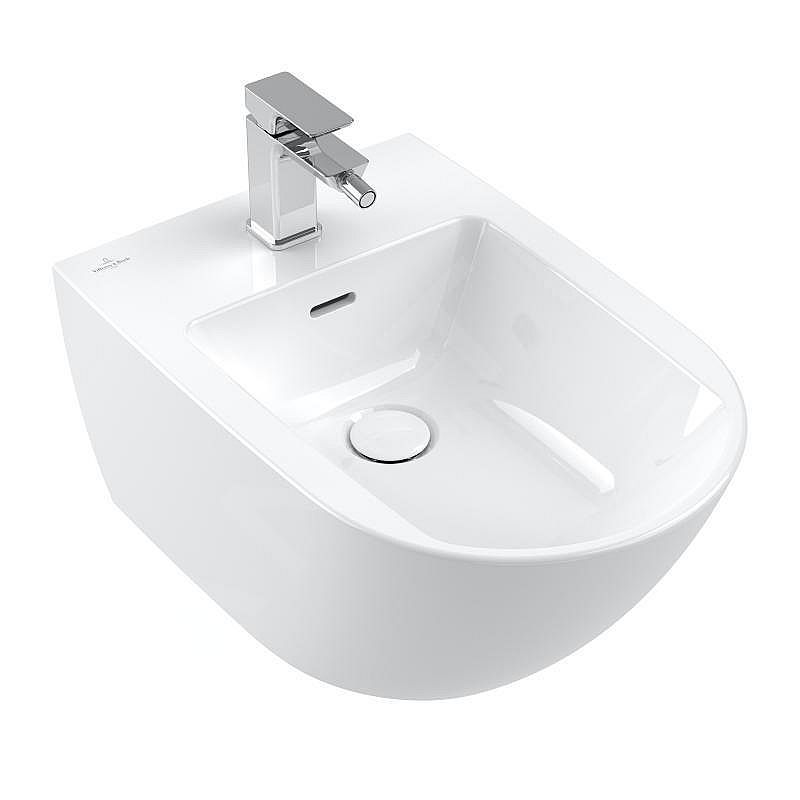 Villeroy Boch Subway 3.0 447000R1 závěsný bidet vč. uzavíratelného ventilu s keramickým krytem ventilu, upevňovací sada