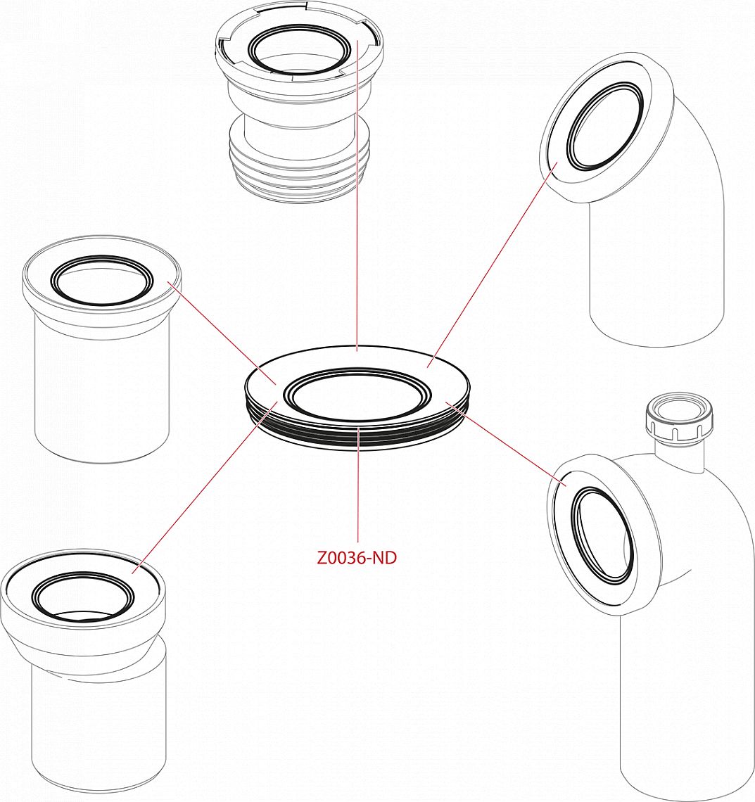 Alcadrain A92 dopojení k WC – nátrubek excentrický 158 mm