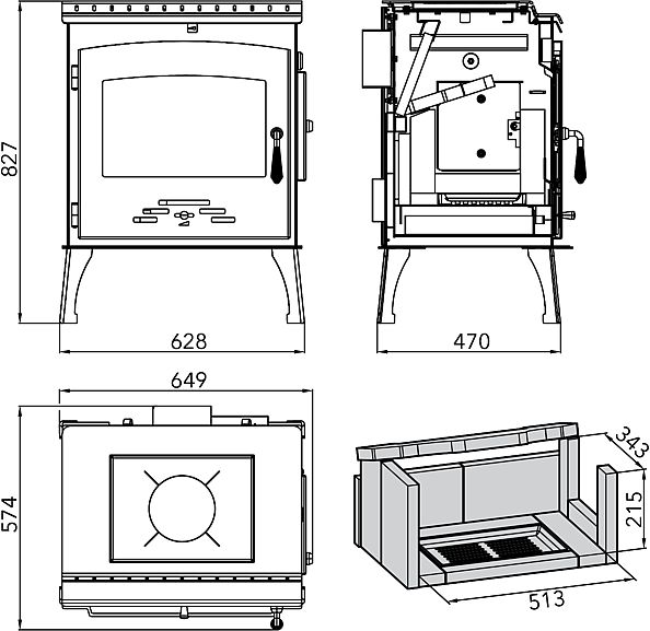 HAAS + SOHN Arktic 12 s plotýnkou 0470615100000 krbová kamna černé