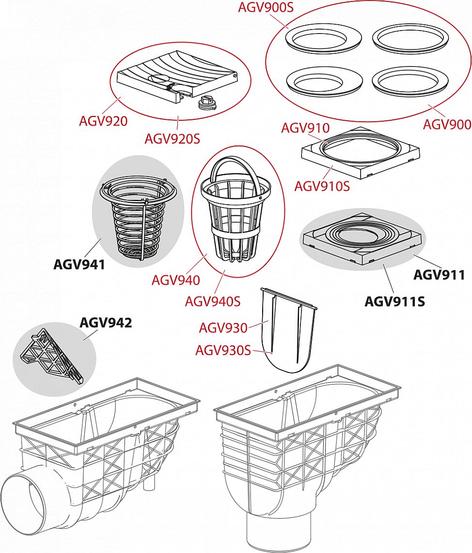 Alcadrain AGV3S okapová vpusť - boční