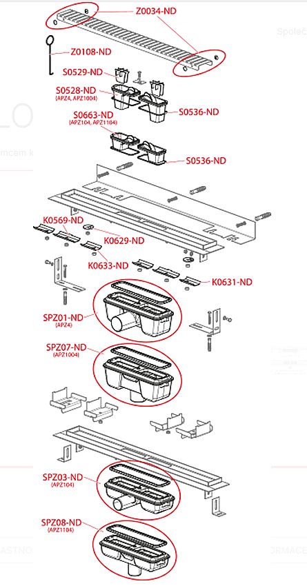 Alcadrain APZ104 850 podlahový žlab