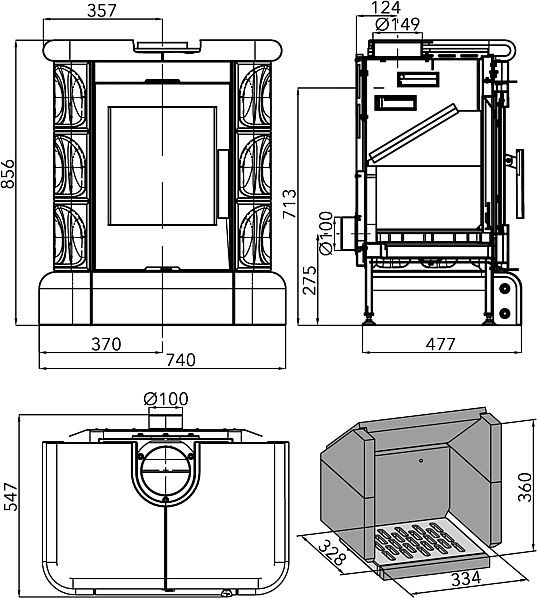 HAAS + SOHN Manta 0434215000000 krbová kamna černá, hnědá