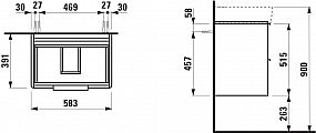 LAUFEN BASE H4022521102611 skříňka pod umyvadlo 58,3×52,7×39,1 cm, 2 zásuvky, pro umyvadlo VAL H810283