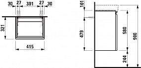 LAUFEN PRO S H4833010964751 skříňka pod umyvadlo 41,5 × 32 × 58 cm, pro H815961, bílá lesk