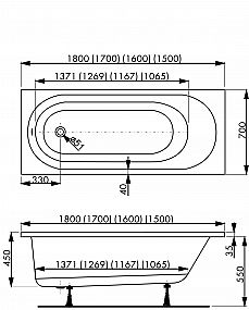 VAGNERPLAST Kasandra vana 180x70 akrylátová, VPBA187KAS2X-04