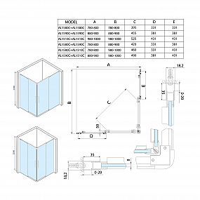 POLYSAN ALTIS čtvercový sprchový kout 900x900 mm, rohový vstup, čiré sklo, AL1590CAL1590C