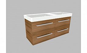 Willy nábytek Plus KR WPKPS130.4.4 koupelnová skříňka s keramickým umyvadlem, barva ořech