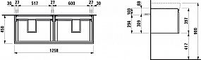 LAUFEN PRO S H4835720964751 skříňka pod umyvadlo 126 × 45 × 39 cm, pro H814968, bílá lesk