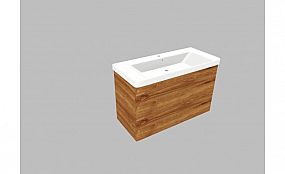 Willy nábytek Plus KR WPPLX105.27.27 koupelnová skříňka s keramickým umyvadlem, barva platan