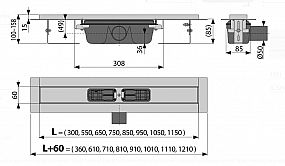Alcadrain APZ1 650 podlahový žlab