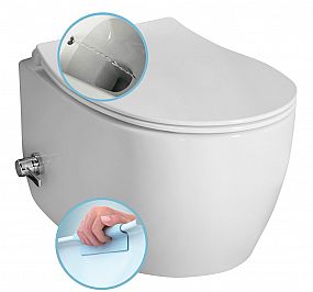 SAPHO ISVEA SENTIMENTI CLEANWASH závěsná WC mísa, integrovaný ventil a bidet. sprška, Rimless, 36x51cm, bílá,  10ARS1010