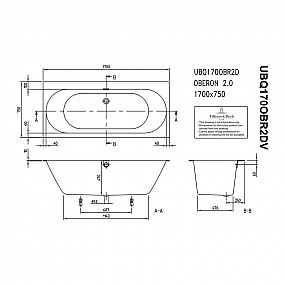 Villeroy Boch OBERON 2.0 Duo UBQ170OBR2DV-01 vana 170x75 cm bílá Quaryl