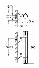 Grohe Grohtherm 34558000 termostatická nástěnná sprchová baterie - chrom