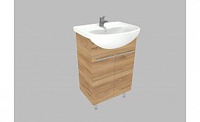 Willy nábytek Plus KR WPKL60.17.17Z koupelnová skříňka s keramickým umyvadlem, barva ořech pacifik