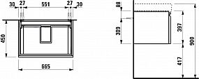 LAUFEN PRO S H4834510964791 skřínka pod umyvadlo 665 x 450 x 390 mm, se zásuvkou,  světlý dub