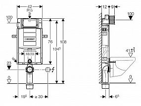 GEBERIT Kombifix 110.300.00.5 montážní prvek pro závěsné WC, 108 cm, se splachovací nádržkou pod omítku Sigma 12 cm