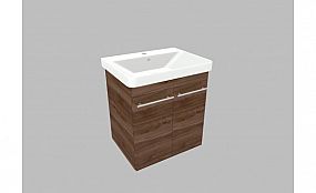 Willy nábytek Plus KR WPLXK60.18.18 koupelnová skříňka s keramickým umyvadlem, barva ořech/tabák
