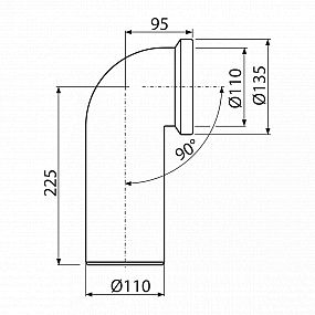 Alcadrain A90-90 dopojení k WC – koleno 90°