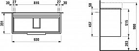 LAUFEN BASE H4024121102611 skříňka pod umyvadlo 93×52,7×39,1 cm, 2 zásuvky, pro umyvadlo VAL H810287