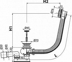 Alcadrain A55K 80 sifon vanový automat komplet