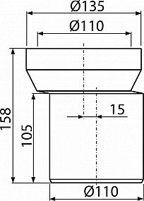 Alcadrain A92 dopojení k WC – nátrubek excentrický 158 mm