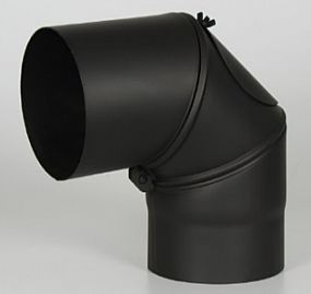 Kouřovod koleno otočné s čistícím otvorem 130/ stavitelné 0-90st. 1,5mm, černé A97.051300